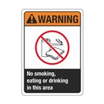 Warning No Smoking, Eating or Drinking In This Area Sign